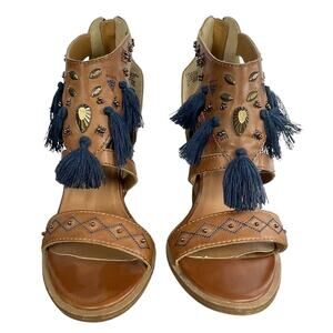 Essaouria Vegan Leather Brown Block Heel Boho Strappy Womens Shoes Jellipop sz 7